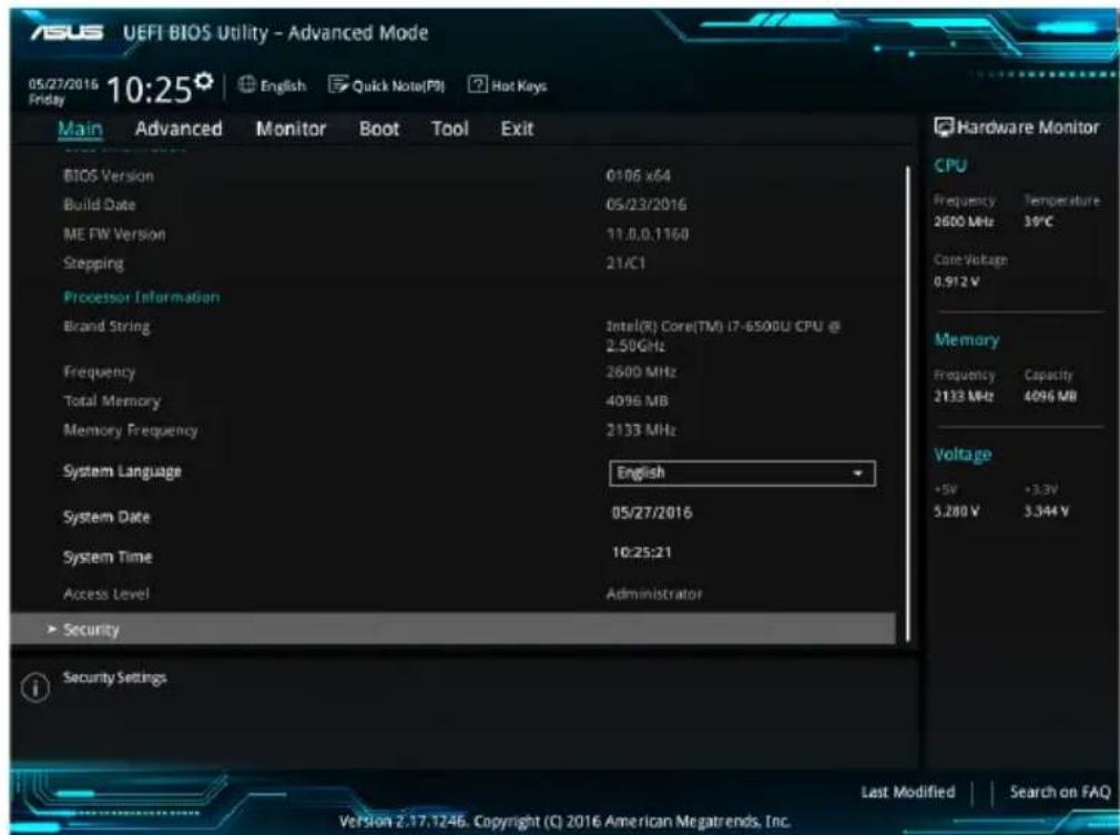 ASUS VivoMini UN66 - Menu Main (Principal) - 1