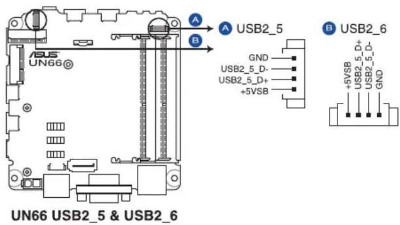 ASUS VivoMini UN66 - Connecteurs port individuel interne USB 2.0 (4-pin USB2_5, USB2_6) - 1