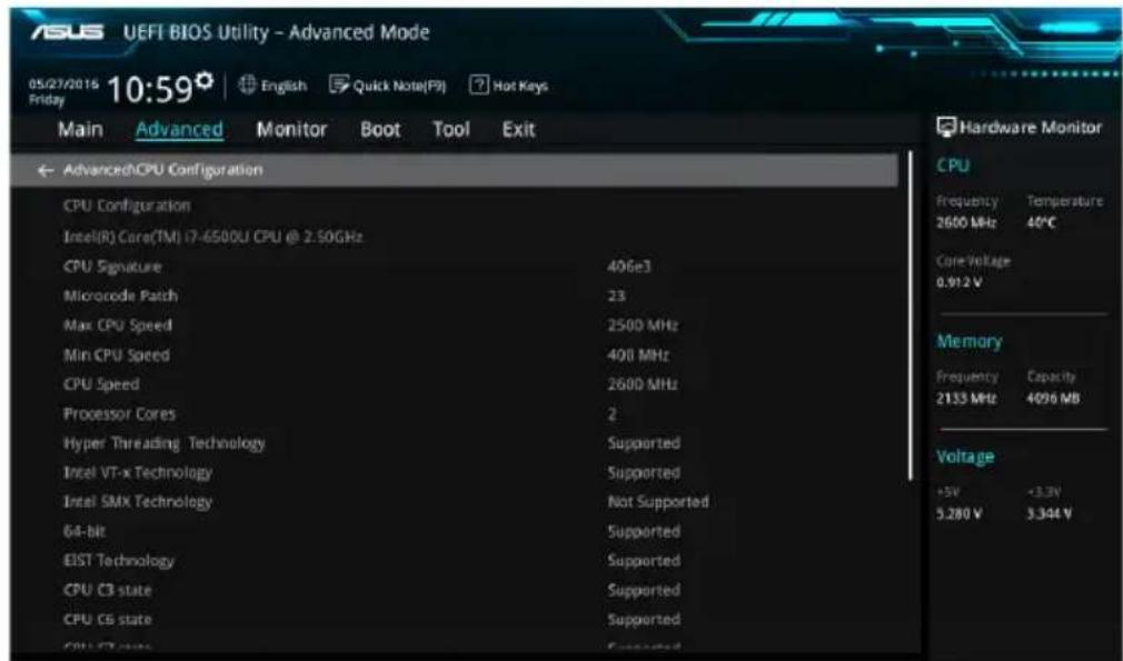 ASUS VivoMini UN66 - CPU Configuration (Configuration du processeur) - 1