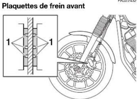 YAMAHA XVS950CR (2016) - Contrôle des plaquettes de frein avant et arrière - 1