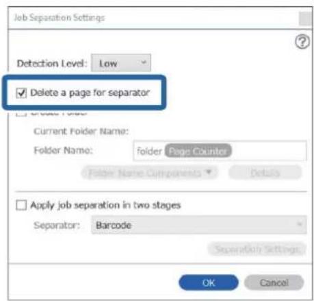 EPSON WorkForce DS730N - Sélectionnez Appliquer sép. travaux, définissez Séparateur sur Page vierge, puis cliquez sur Param. séparation. - 2