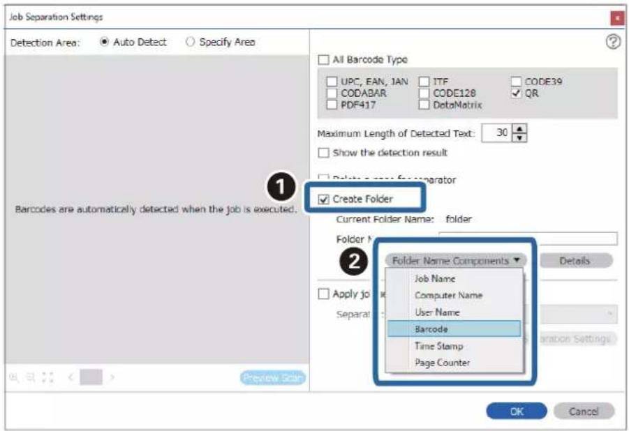 EPSON WorkForce DS730N - Création de deux niveaux de dossiers à l'aide de deux types de code-barres - 5