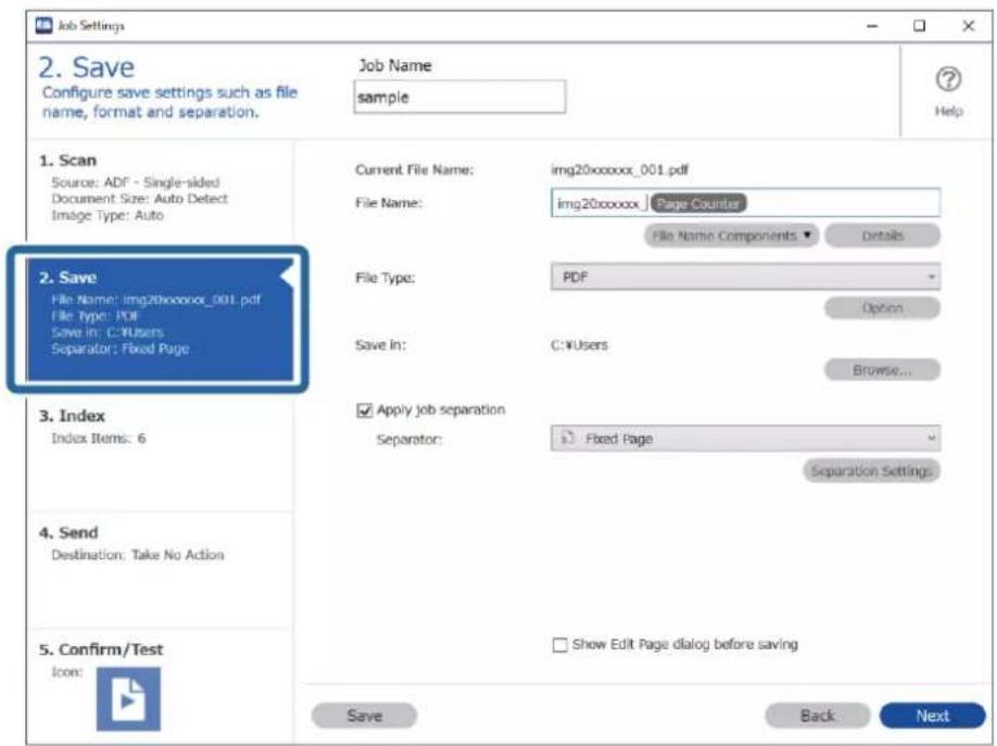 EPSON WorkForce DS730N - Enregistrement de fichiers dont les noms utilisent le caractère code-barres - 2