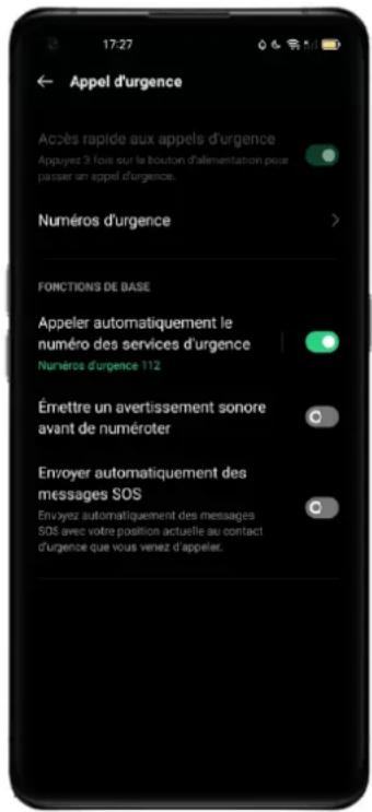 OPPO A15 - Numéros d'urgence : - 1