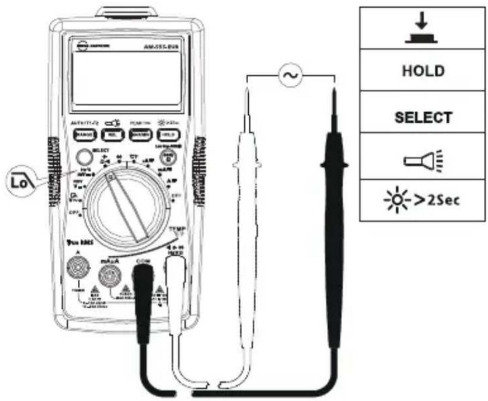 FLUKE AM555 - Measuring AC voltage with Low Pass Filter: - 1