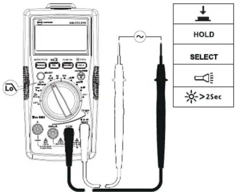 FLUKE AM555 - AC-spanning meten met een laagdoorlaatfilter: - 1