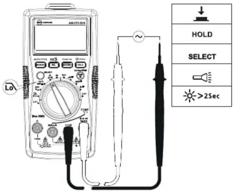 FLUKE AM555 - Måling af AC-spænding med low-pass filter: - 1