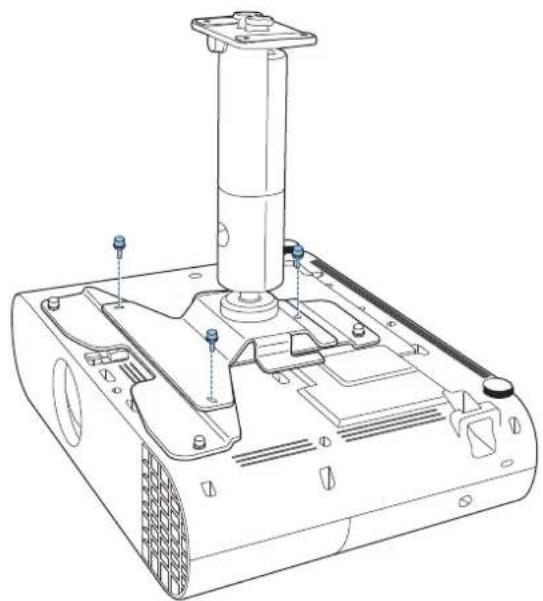 EPSON ELPMB60 - 使用随附的 M4 x 10 mm 螺钉 (x3) 将支臂组件固定在投影机上。 - 1