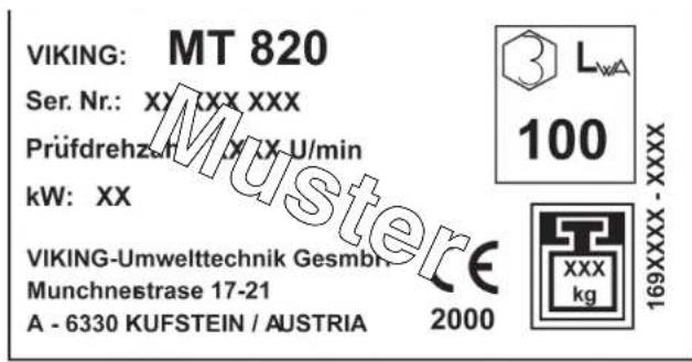 VIKING MT 820 - TYPENSCHILD-POSITION - 1