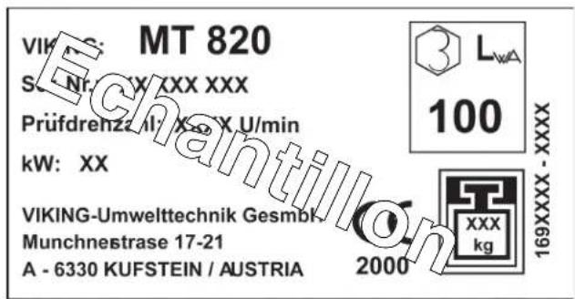 VIKING MT 820 - EMPLACEMENTS DES ETIQUETTES ET DES PLAQUETTES D'IDENTIFICATION - 1