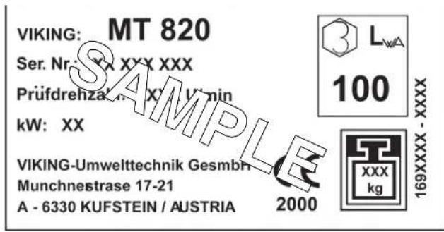 VIKING MT 820 - IDENTIFICATION TAG LOCATIONS - 1