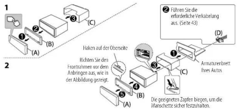 JVC KDX38MDBT - Installieren der Einheit (ohne die Einbauhalterung) - 3