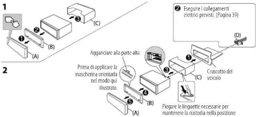 JVC KDX472DBT - Installazione dell'apparecchio (nel cruscotto) - 1