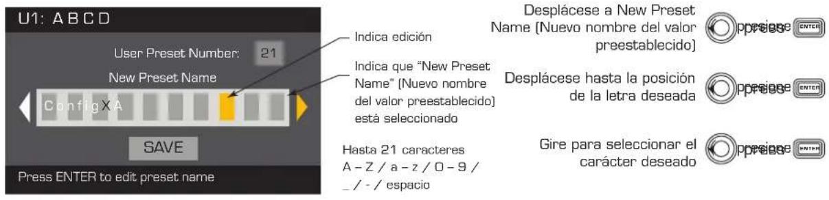 QSC CXD4.3 - Guardar el valor preestablecido - 5