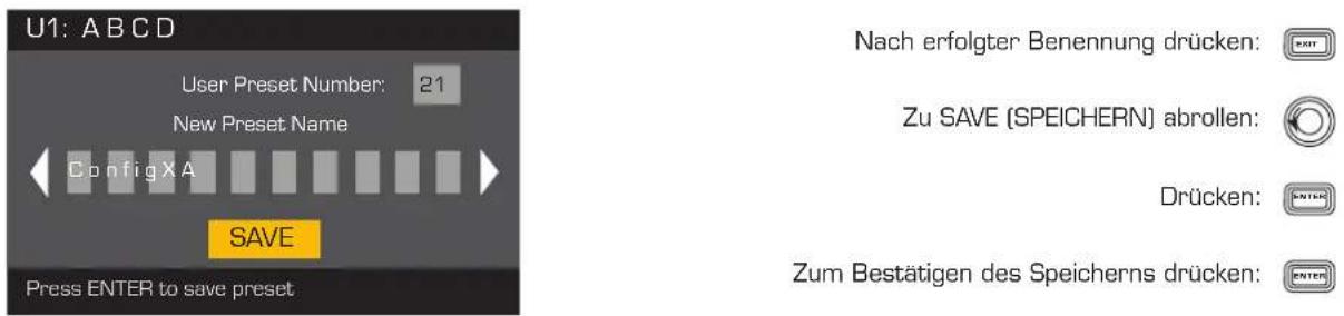 QSC CXD4.5 - Schritt 1 – Eine neue Voreinstellung auswählen – Voreinstellungsnummer auswählen und bearbeiten - 6