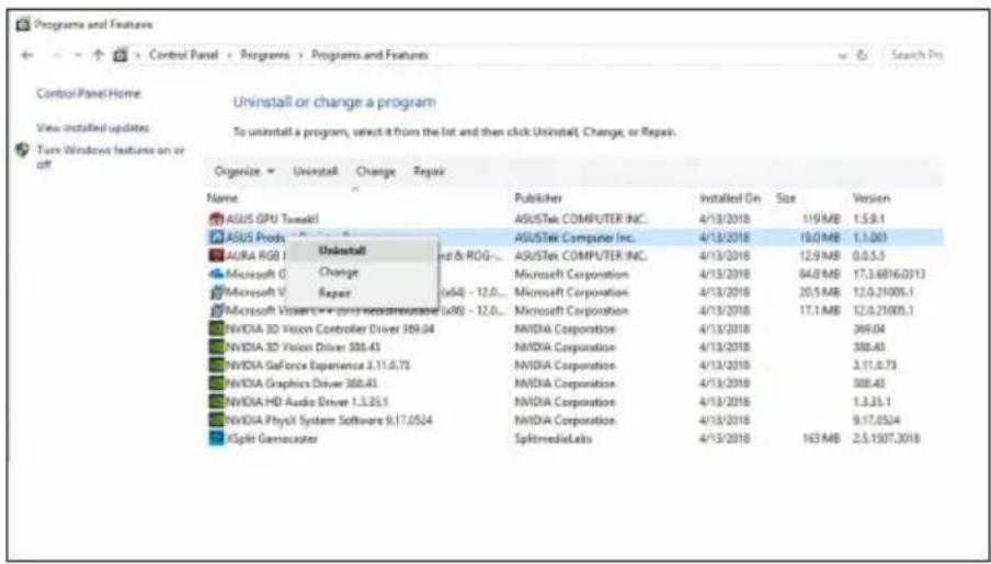 ASUS DUALGTX1660TI6GEVO - Déinstaller ASUS APRP sous Windows® 10/8.1/8/7 (versions 64 bits) - 1