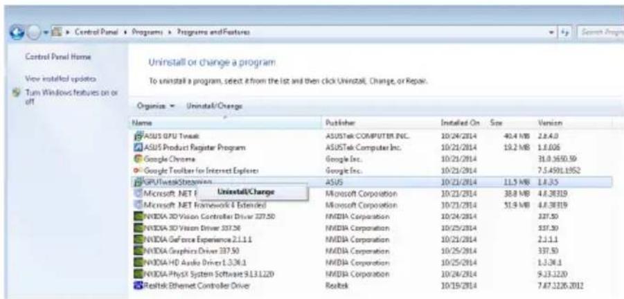 ASUS R7360OC2GD5V2 - Disinstallazione di ASUS Streaming nei sistemi operativi Windows® 8.1/8/7/Vista - 1