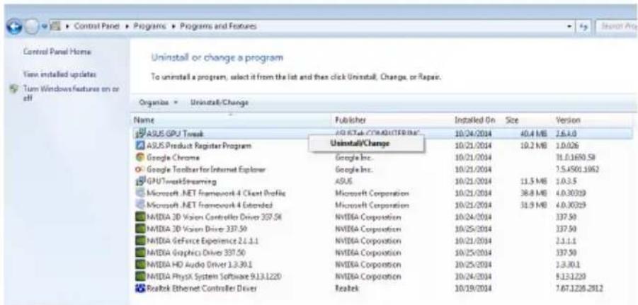 ASUS R7360OC2GD5V2 - Usuwanie ASUS GPU Tweak w Windows 8.1/8/7/Vista - 1