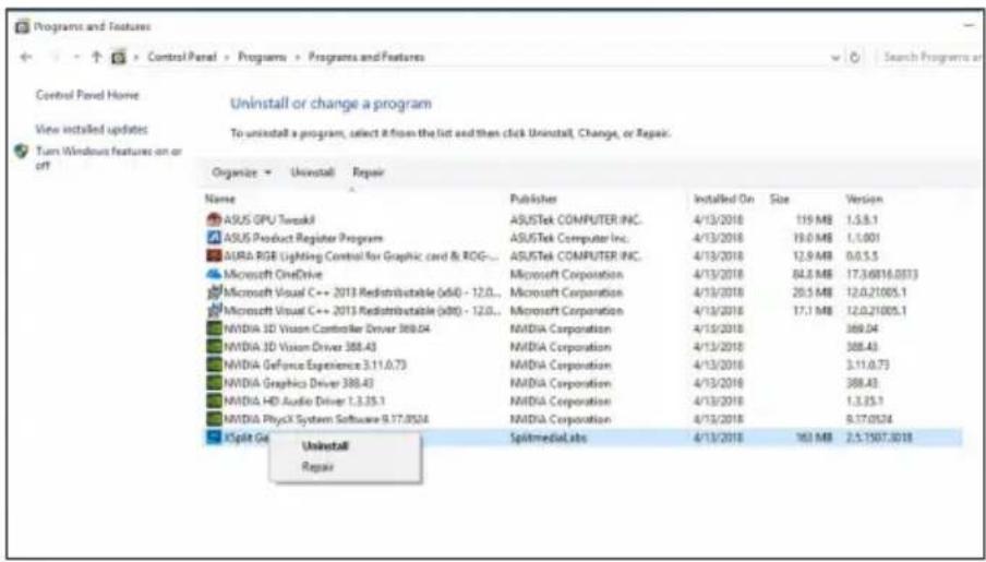 ASUS DUALGTX1050TIO4GV2 - Disinstallazione di XSplit Gamecaster in Windows® 10 / 8.1 / 8 / 7 (64-bit): - 1