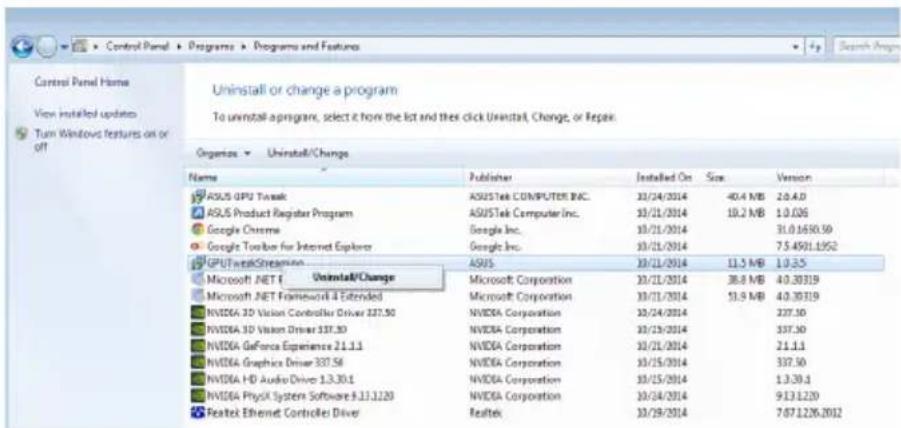 ASUS GT730SL2GD5BRK - Odebrání ASUS Streaming v operacním systemd Windows 8.1 / 8 / 7 / Vista - 1