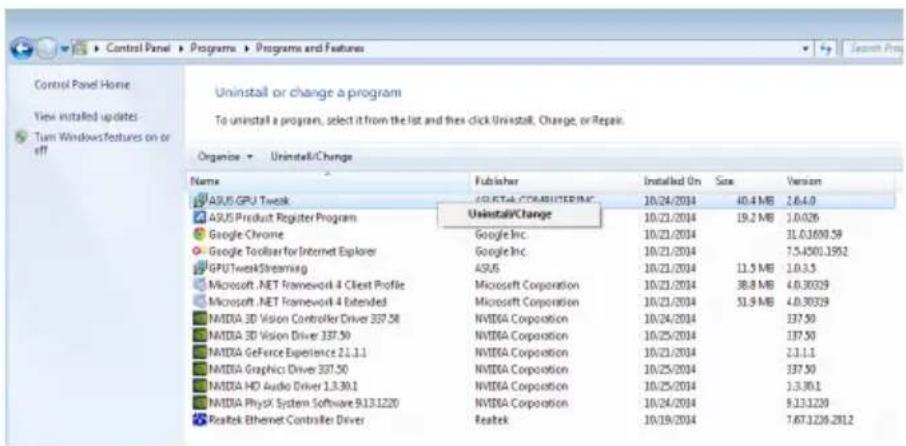 ASUS GT610SL1GD3L - Removing ASUS GPU Tweak in Windows 8.1/8/7/Vista - 1
