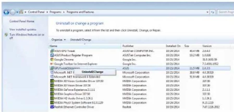 ASUS GT610SL1GD3L - Disinstallazione di ASUS Streaming nei sistemi operativi Windows® 8.1/8/7/Vista - 1