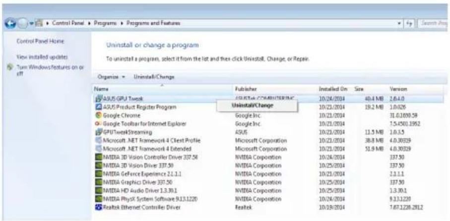ASUS R7240OC4GD3L - ASUS GPU Tweak verwijderen in Windows® 8.1 / 8 / 7 / Vista - 1