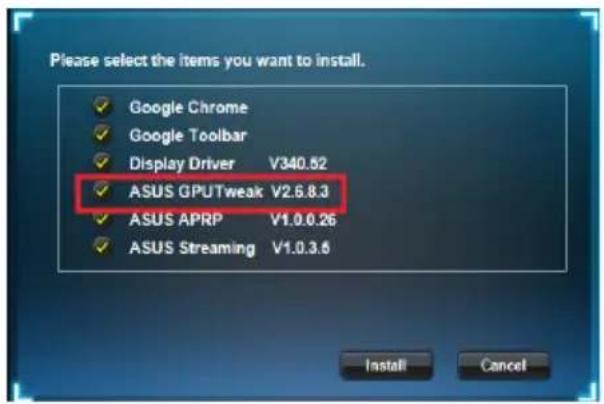 ASUS ROG STRIXGTX1080O8GGAMING - Klicken Sie im Hauptmenü auf Install (Installieren). - 1