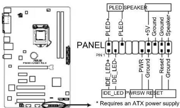 ASUS P8H61 PLUS R2.0 - 系统控制面板连接排针(20-8 pin PANEL) - 1