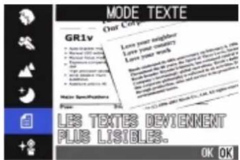 RICOH Caplio G3 - Modification du contraste des prises de vues en mode Texte (DENSITÉ CARACTÉRES) - 3
