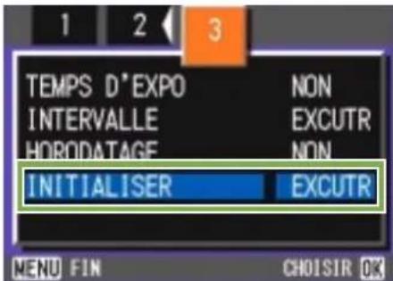 RICOH Caplio G3 - Retour aux réglages par défaut du Menu prise de vue (INITIALISER) - 3