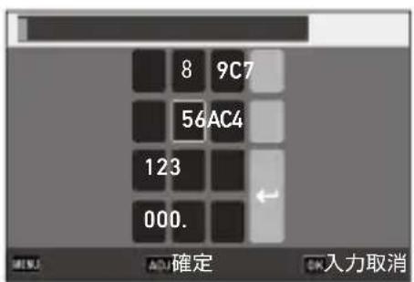 8 9C7 56AC4 123 000. ← OK 入力取消