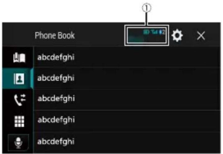 PIONEER AVICW6400NEX - Touchez l'une des icônes d'appoint sur l'écran de menu de téléphone. - 1