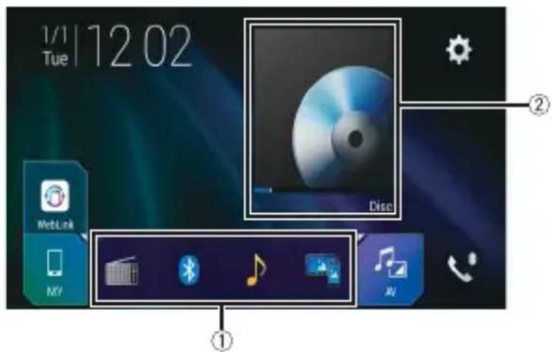 PIONEER AVICZ630BT - Écran de menu principal - 1