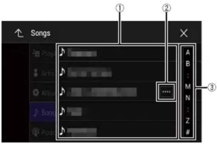PIONEER AVICW8400NEX - Utiliser les écrans de liste - 1