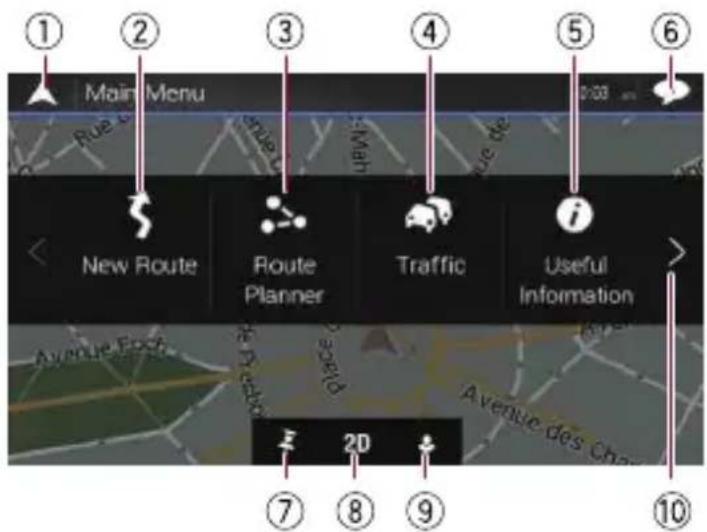 PIONEER AVICZ7110DAB - Comment utiliser les onglets du menu de navigation - 1