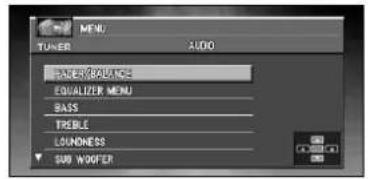 PIONEER CNDV30 - Affichage de la page AUDIO MENU - 1