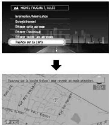 PIONEER CNDV30 - Confirmation du lieu figurant dans le répertoire d'adresses sur la carte - 1