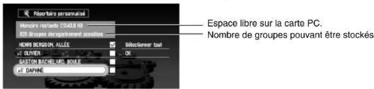 PIONEER CNDV30 - Sélectionnez l'objet désiré à stocker et cliquez sur la touche OK. - 1