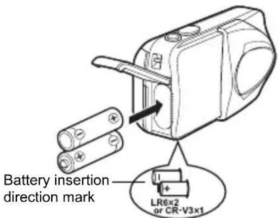 OLYMPUS Camedia D580 Zoom - Insert the batteries, making sure that they are correctly oriented as shown in the illustration. - 1