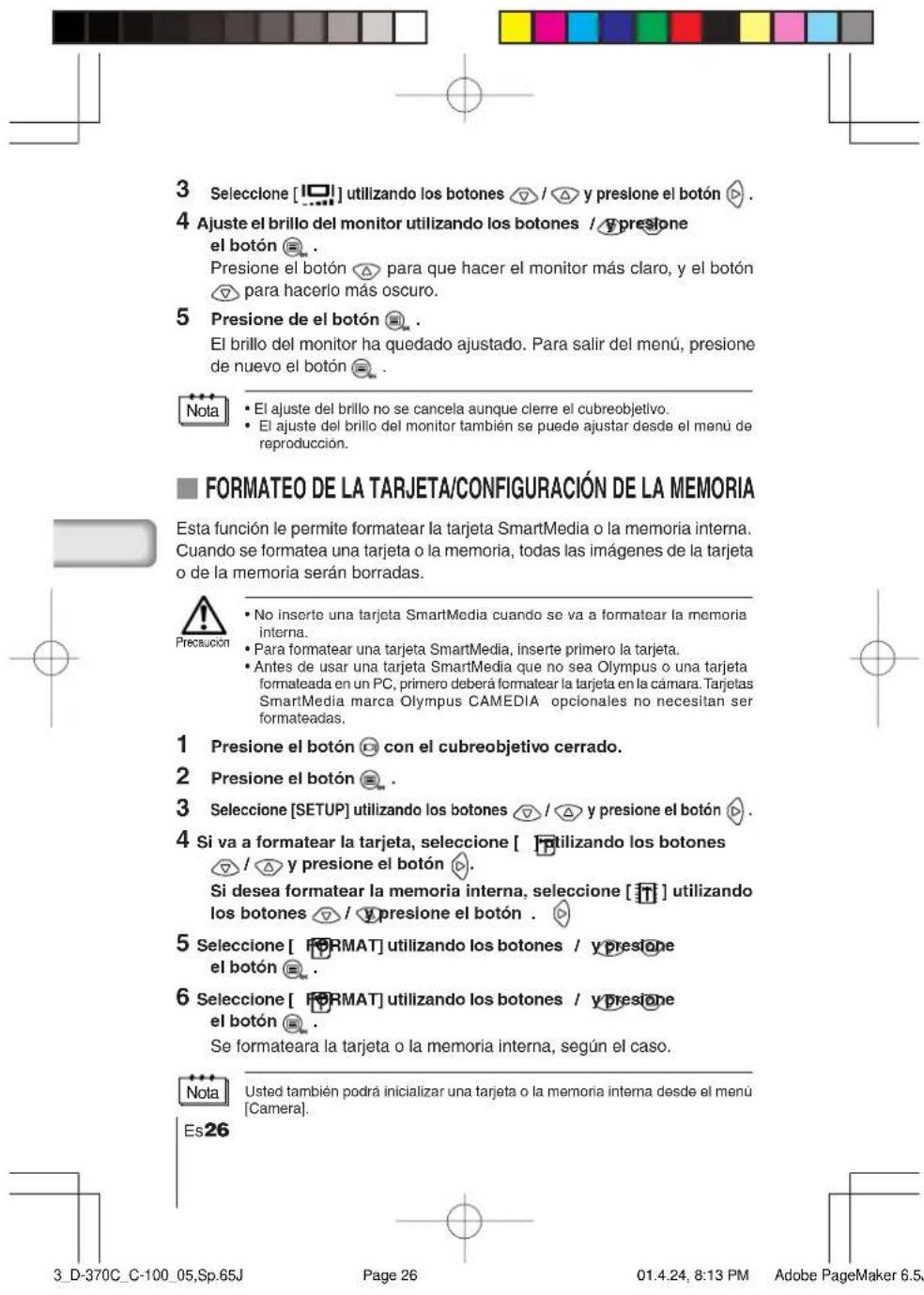 OLYMPUS Camedia D370 - AJUSTE DEL BRILLO DEL MONITOR - 8