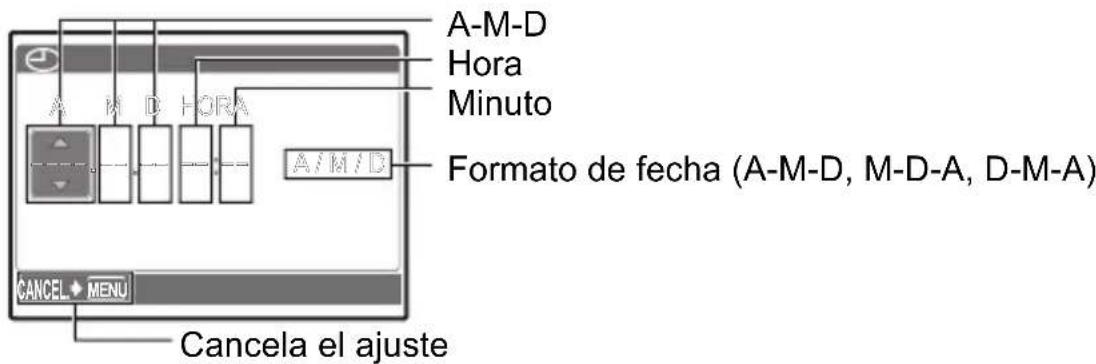 OLYMPUS X795 - Información de la pantalla de ajuste de Fecha y hora - 1