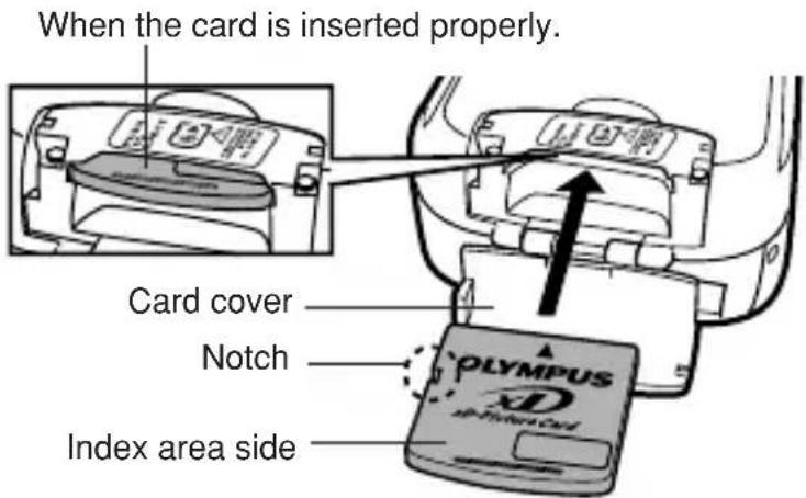 OLYMPUS Camedia D395 - Close the card cover. - 1