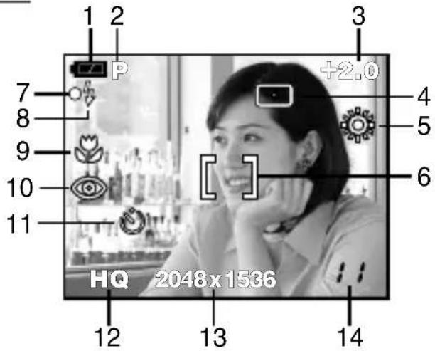 OLYMPUS Camedia D395 - Indications concernant l'écran ACL - 1