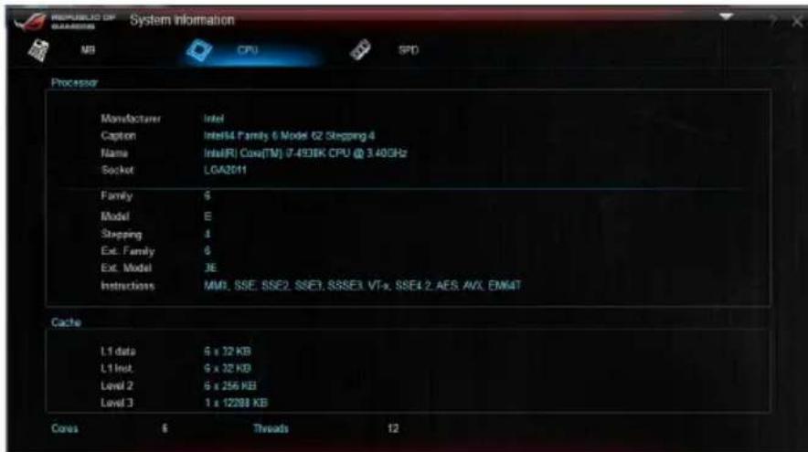 ASUS RAMPAGE IV BLACK EDITION - Informations sur le processeur - 1