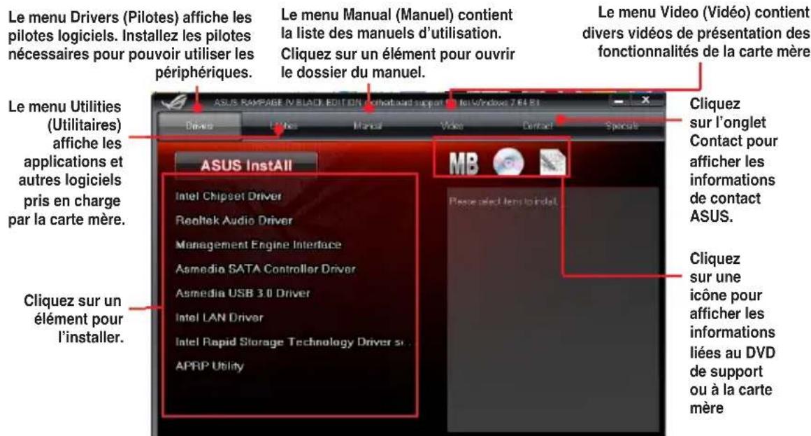 ASUS RAMPAGE IV BLACK EDITION - Menu principal du DVD de support - 1