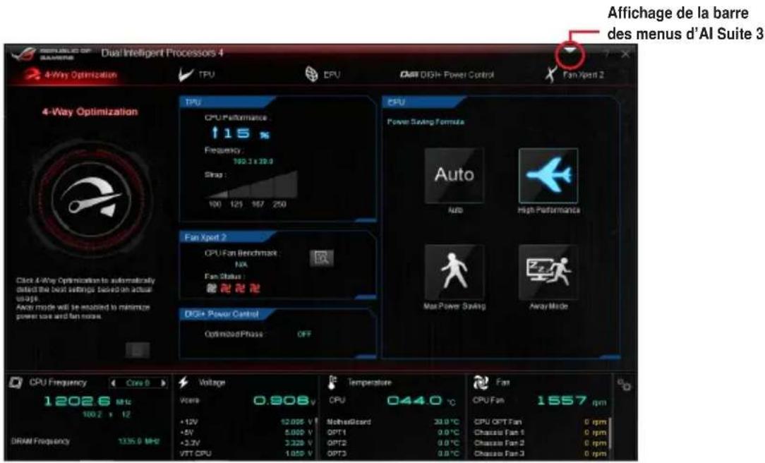 ASUS RAMPAGE IV BLACK EDITION - Menu principal d'Al Suite 3 - 1