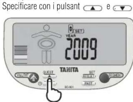 Specificare con i pulsant e SET YEAR 2009 TANITA VOLTAT QUEST SET SPECTRUM PAST BO-ROT