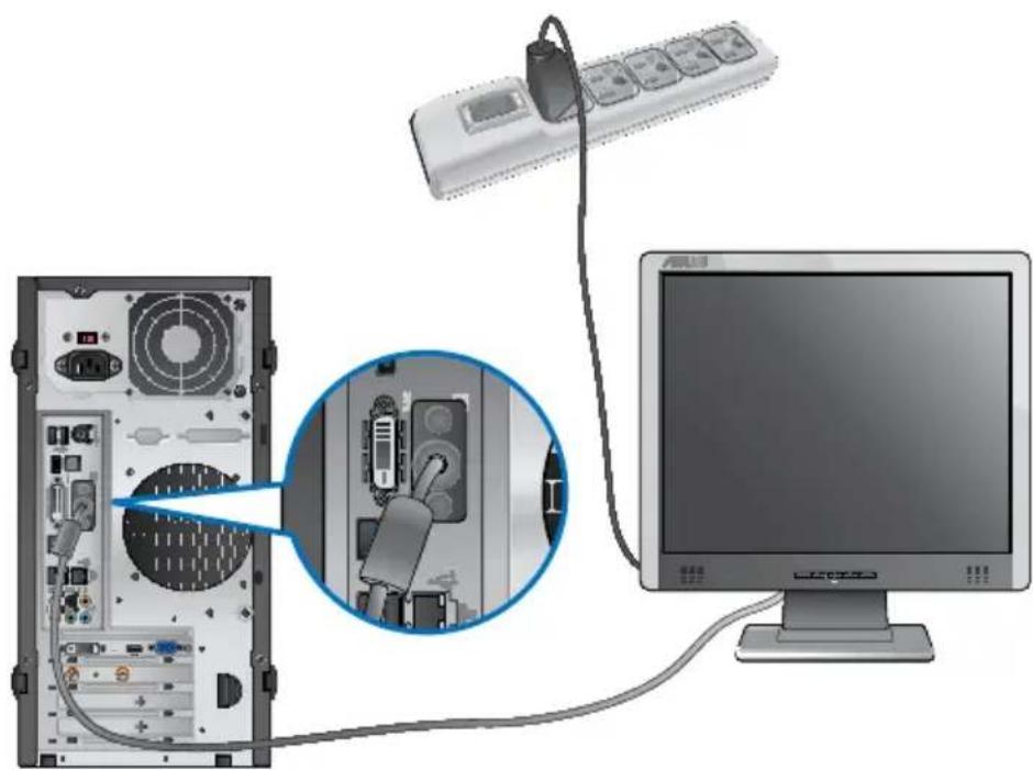 ASUS BM1645 - To connect an external monitor using the onboard display output ports: - 1