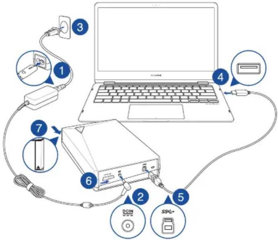 ASUS SBW06D5HU - Using the bundled USB cable and power adapter - 1